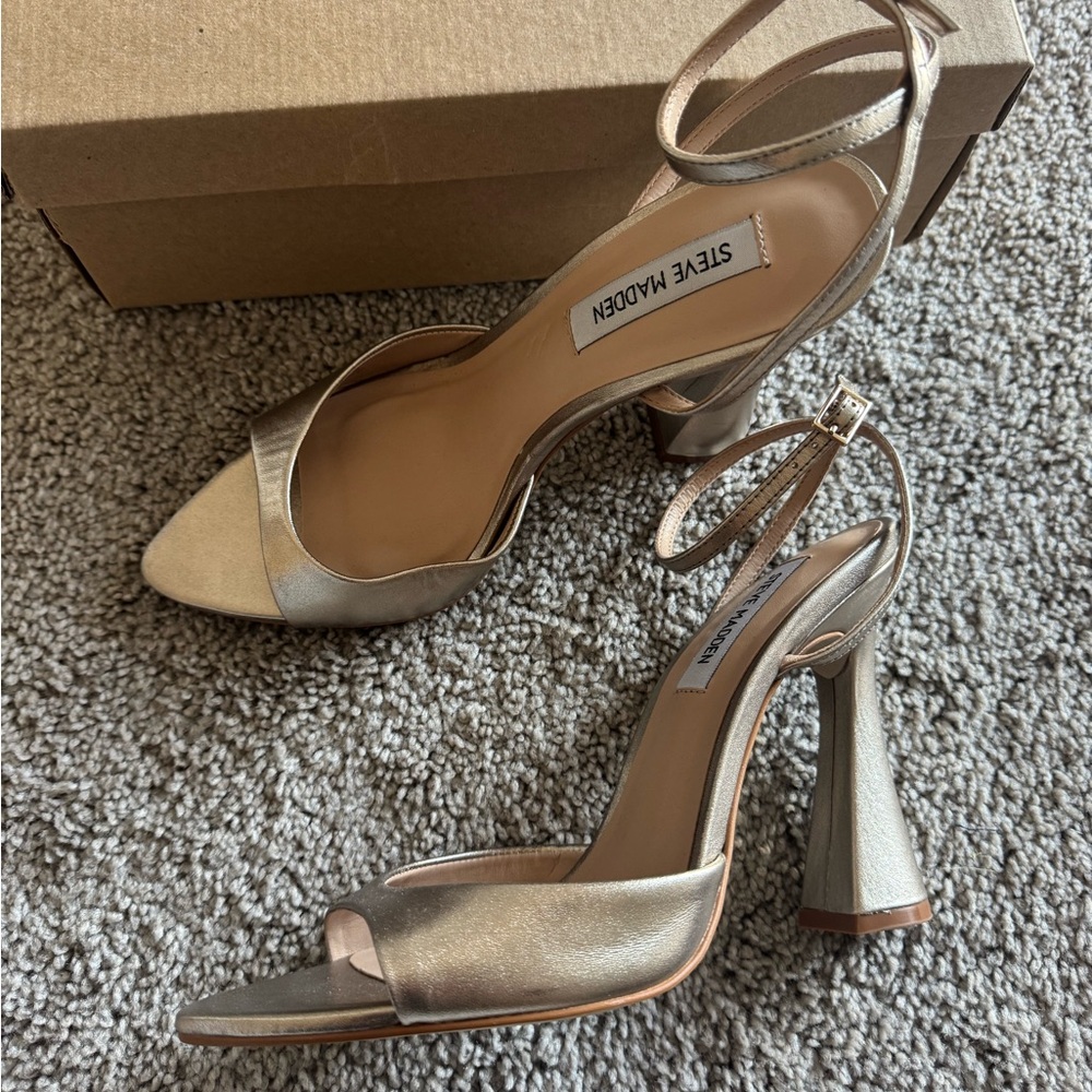 Steve Madden - Beki Gold Stiletto Heels with Pointed Toe